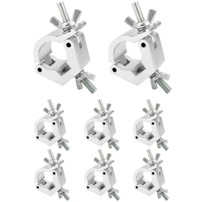Image of QWORK® Pack of 8 Traverse Clamps 30 36 mm 100 kg Capacity Aluminium Alloy for Stage Light Headlight Moving Head Lighting