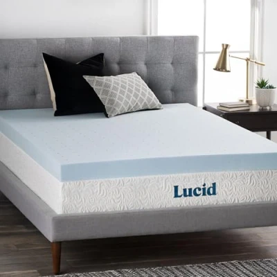 Image of LUCID 4 Inch Gel Memory Foam Mattress Topper Ventilated Design Ultra Plush Twin