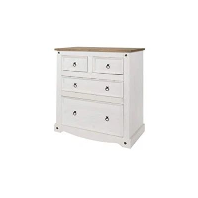 Image of Core Products, Corona White 2+2 Drawer Chest with Natural Pine Top