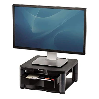 Image of Fellowes Premium Plus Adjustable Monitor Stand, Black