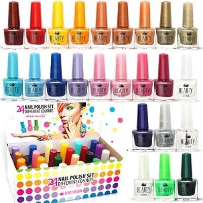 Image of Beauty4Britain Bright Nail Polish Set 24/48 Modern Shades 5 ML Colourful Caps UK Seller (Colour A (24 bottles))