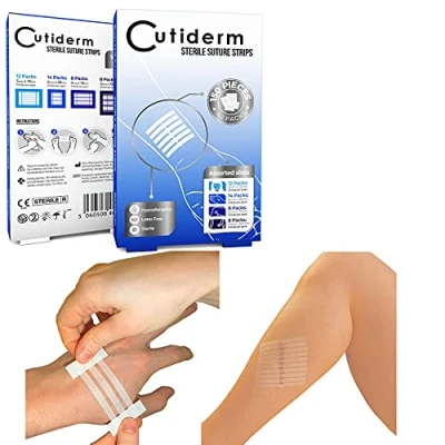 Image of Cutiderm Sterile Skin Wound Closure Suture Strips, 4 Sizes 150 Strips