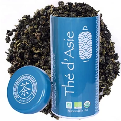 Image of Khla Organic Blue Oolong Tea Metal Box 90g Slim Wulong Weight Loss Loose Leaf Asian China Origin Herbal &amp; Infusion