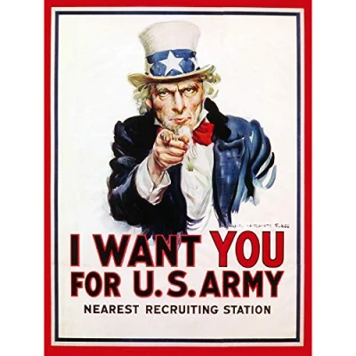 Image of Wee Blue Coo WAR UNCLE SAM I WANT YOU ICONIC USA VINTAGE POSTER ART PRINT 12x16 inch 30x40cm 1121PY