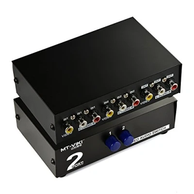 Image of LEAGY 2 Way AV Switch RCA Switcher In 1 Out Composite Video L/R Audio Selector Box for DVD STB Game Consoles Black