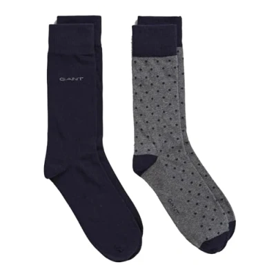 Image of GANT Men&#039;s 9960224 2 Pack Solid and Polka Dot Socks, Charcoal, 9 12