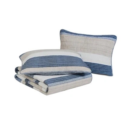 Image of Nautica Cotton Reversible Bedding with Matching Shams, Home Decor for All Seasons, 100%, Ridgeport Blue, Queen