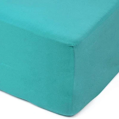 Image of Amago Fitted Sheet, 50 cm Pocket, 100 Percent Cotton, 120 x 200 Petrol