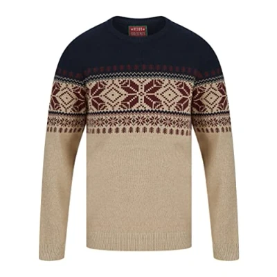 Image of Tokyo Laundry Men&#039;s Merry Christmas Jolli Jacquard Nordic Fairisle Xmas Jumper Navy