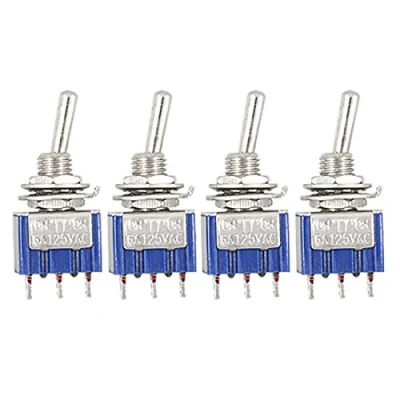 Image of Sourcingmap 4 Pcs AC 125V 6A 3 Pin SPDT On/Off/On Position Mini Toggle Switch Blue