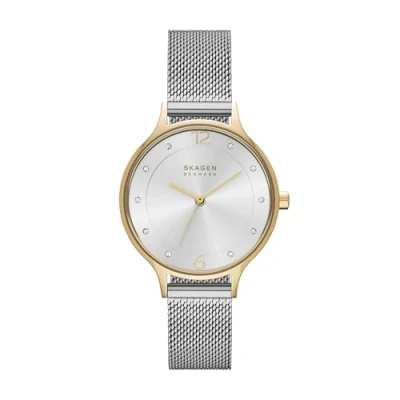 Image of Skagen Watch for Women Anita Lille, Three Hand Movement, 30 mm Gold Stainless Steel Case with a Mesh Strap, SKW2340