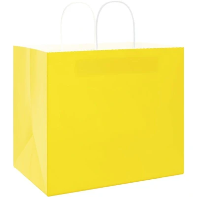 Image of vidaXL Paper Bags 50 pcs with Handles Yellow 32x22x28 cm