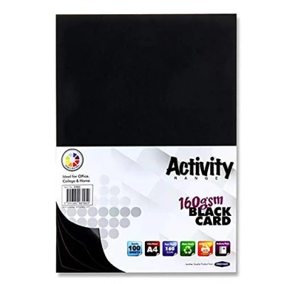 Image of Premier Stationery a4 160gsm Black Card,Activity Card,Coloured Paper for Art &amp; Craft Activities Card (Pack of 100 Sheets)