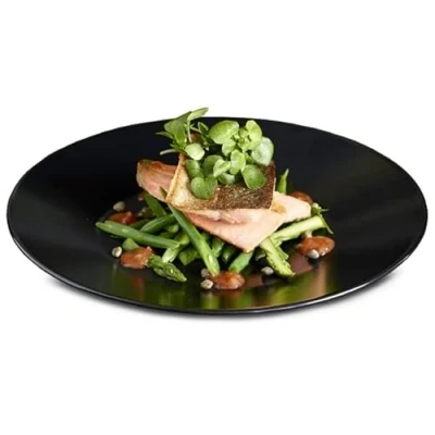 Image of Viejo Valle Midnight Wide Rim Plate Black 25cm Pack of 6 Stoneware