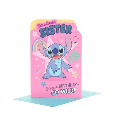 Image of Disney Birthday Card for Sister Stitch Design