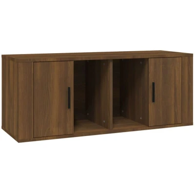 Image of vidaXL TV Cabinet Brown Oak 100x35x40 cm Engineered Wood