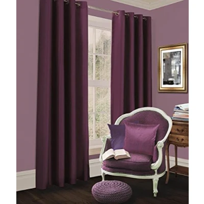 Image of Artistic Fashionista* New Super Soft Solar Thermal Insulated BLACKOUT Eyelet Ring Top Curtains with TieBacks Energy Saving (Aubergine, 90x90 Inches)