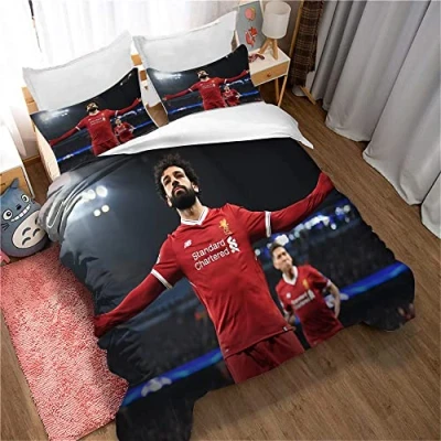 Image of Mohamed Salah Golden Boots Bedding Set Duvet Cover 50x75cm Pillowcase, 3 Pieces Bedspread Man Woman Girl Boy Microfiber (Picture 03,Double(200x200cm))