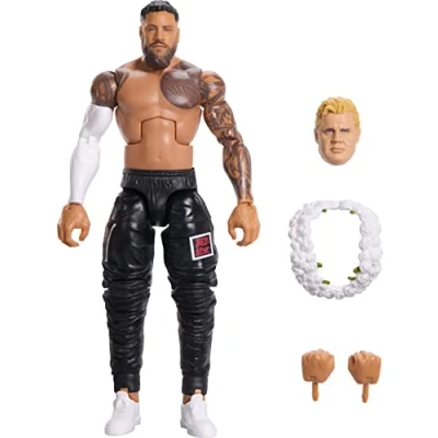 Image of Mattel WWE Elite Action Figure SummerSlam Jey USO with Accessory and Mr. Perfect Build A Parts (HPB26)