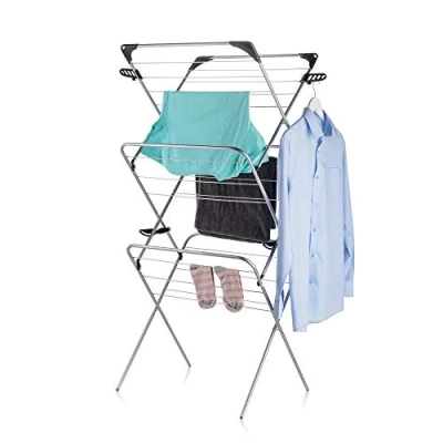 Image of Minky 3 Tier indoor Airer with Flip outs Silver &amp; Black