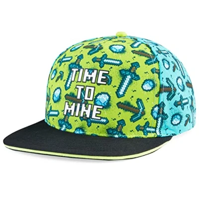 Image of Minecraft Boys Baseball Cap with Adjustable Strap, Lightweight Snapback Sun Hat for Kids &amp; Teens Gifts (Green/Blue)