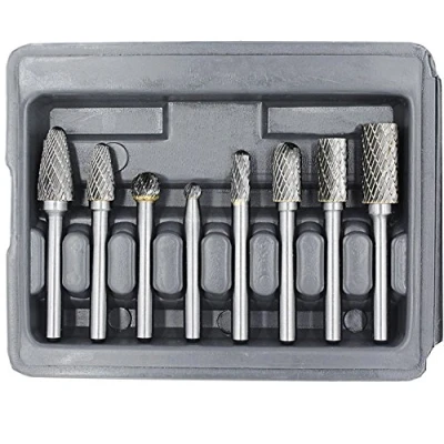 Image of YUFUTOL Carbide Burr Set with 1/4&#039;&#039;(6.35mm) Shank 8pcs Double Cut Solid Rotary for Die Grinder Drill, Metal Wood Carving, Engraving,Polishing,Drilling