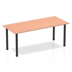 Image of Impulse 1800mm Straight Table Beech Top Black Post Leg