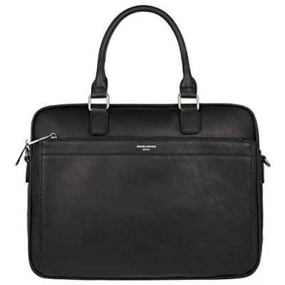 Image of David Jones Men&#039;s Business Briefcase Work Handbag PU Leather 15 Inch Laptop Bag Large Shoulder Messenger Multiple Pockets Crossbody Computer Satchel Office School Travel Black