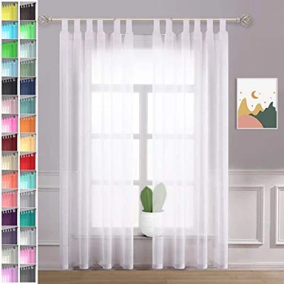Image of Megachest sheer Voile Tab Top Curtain(pure white, 56&quot; wideX54 drop(W142cmXH137cm))