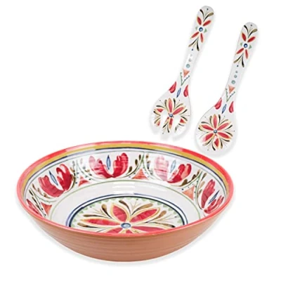 Image of Purely Home Mediterranean Outdoor/Camping/Picnic Melamine/Plastic Salad Bowl &amp; Servers Set