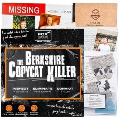 Image of The Berkshire Copycat Killer Ultimate Murder Mystery Game: Cold Case Files, Detective Challenge, Intriguing Unsolved Mysteries for Adults, Games