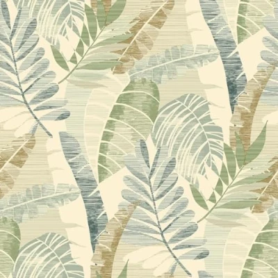 Image of Belgravia Decor Sarika Green Gold Wallpaper 1601 Tropical Jungle Palm Leaf