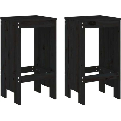 Image of vidaXL Bar Stools 2 pcs Black 40x36x75 cm Solid Wood Pine