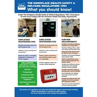 Image of Seco The Workplace Health &amp; Safety What You Should Know! Poster, A2 (420mm x 594mm) 0.5mm PVC