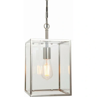 Image of Hadden Pendant Bright Nickel Plate &amp; Clear Glass 1 Light Dimmable IP20 E27