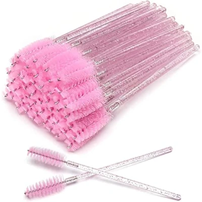 Image of Disposable Eyelash Brushes Mascara Wands Eye Lash Eyebrow Applicator Cosmetic Makeup Brush Tool Kits (100PC, crystal pink)