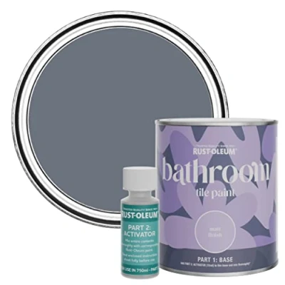 Image of Rust Oleum Grey Water Resistant Bathroom Tile Paint in Matt Finish Marine 750ml
