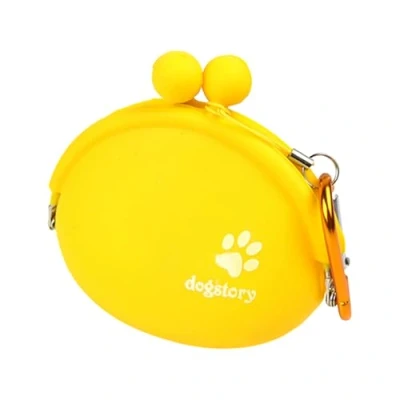 Image of Shienfir Silicone Dog Treat Bag Dishwasher Safe Pet Snack Container Pouch Portable for Outdoor Training Yellow