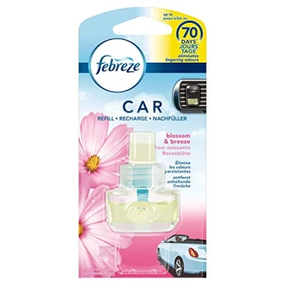 Image of Febreze Car Air Freshener Clip, Clip Refill with Fragrance Blossom and Breeze To Remove Odours In The Car, 1 Unit, 7 ml