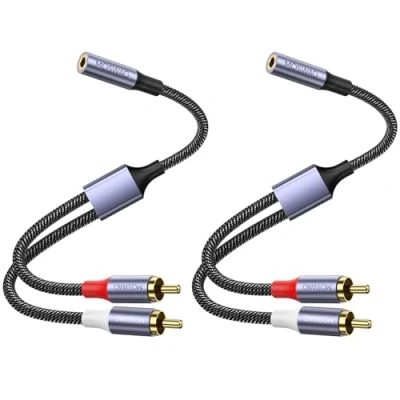 Image of MOSWAG 3.5mm to RCA Audio Cable Adapter Female Stereo Male Bidirectional AUX Headphone Jack Plug Y Splitter Left/Right 2 Connector Wire Cord