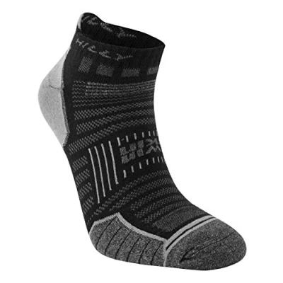 Image of Hilly Unisex Twin Skin Socklet Min Cushioning, Running Sock, Black/Grey Marl, L UK