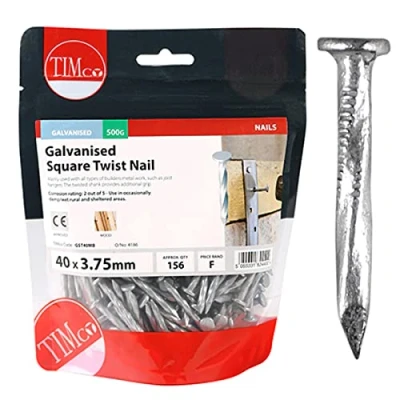 Image of TIMCO GST40MB Galvanized Square Twist Nail 40 x 3.75 0.5kg Bag