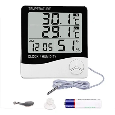 Image of Digital Hygrometer Thermometer, Mengshen Indoor &amp; Outdoor Temperature Humidity Monitor, Home Office Temp Gauge Meter LCD Display, Battery Included TH03