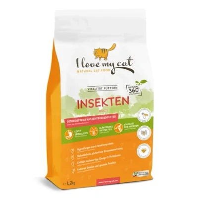 Image of Hypoallergenic Dry Cat Food with Insect Protein by I love my 1,2 kg. Ideal Grain Free for Allergies. Supports Digestive Health and Skin &amp; Coat Condition