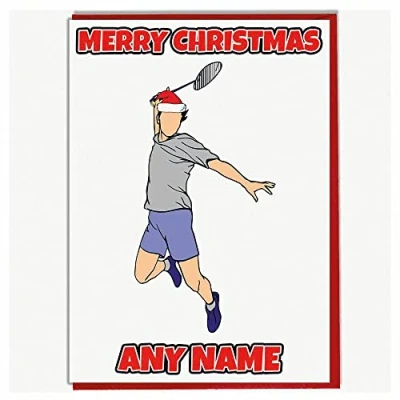 Image of AK Giftshop Personalised Badminton Player Themed Christmas Card