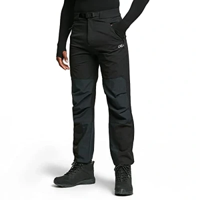 Image of OEX Men&#039;s Strata Softshell Trousers with 4 Way Stretch Fabric, Adjustable Ankles &amp; 3 Zipped Pockets, Water Repellent Durable Pants (UK, Waist, 32, Regular, Black)