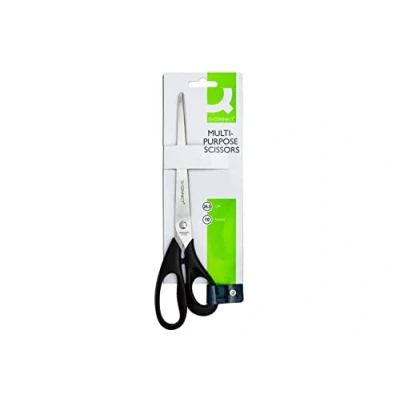 Image of Q Connect Ergonomic All Purpose Scissors 255mm Stainless Steel Blades Black Handle KF02340