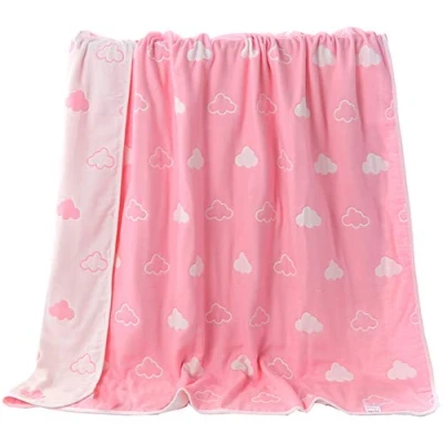 Image of Hayisugar Soft Baby Blankets 6 Layer Muslin Cloth 100% Cotton Kids Toddler Blanket Swaddle for Boys &amp; Girls, Pink Cloud, 110 x 105 cm