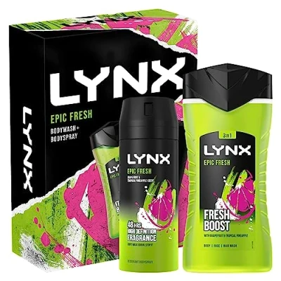 Image of LYNX Epic Fresh Duo Body Spray Gift Set Wash &amp; Deodorant perfect for his daily routine 2 piece