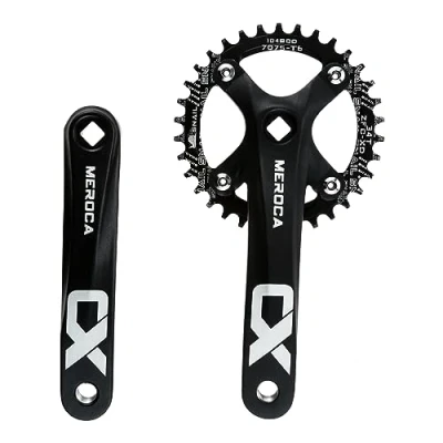 Image of Mgoodoo Mountain Bike 170 mm Crankset with 104 BCD 34T/Teeth Chainring, Aluminium Alloy MTB Crank Narrow Wide CNC Round Chainring Screws Fit for Bike, Road